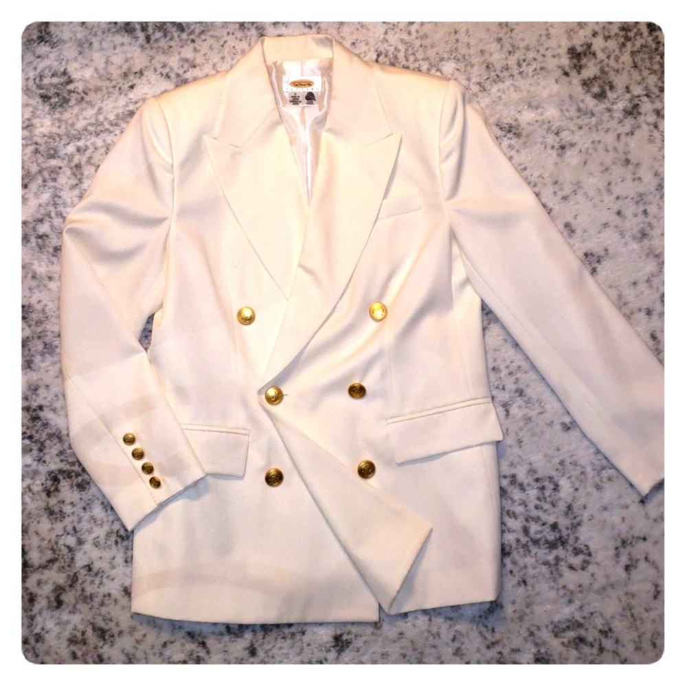 NWOT Talbots Cream Off White Gold Button Blazer